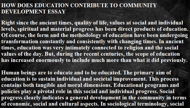 How Does Education Contribute To Community Development Essay
