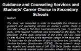 Guidance and Counselling Services and Students’ Career Choice in Secondary Schools